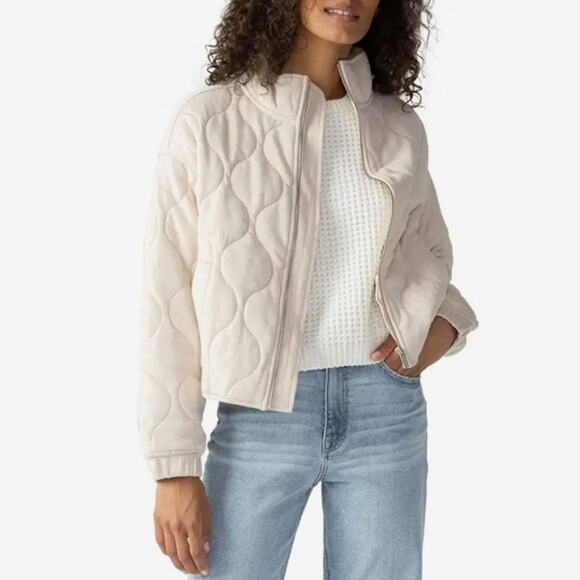 Sanctuary The Weekend Quilted Padded Knit Jacket Cream Beige Plus Size 2X NWOT - Picture 2 of 15